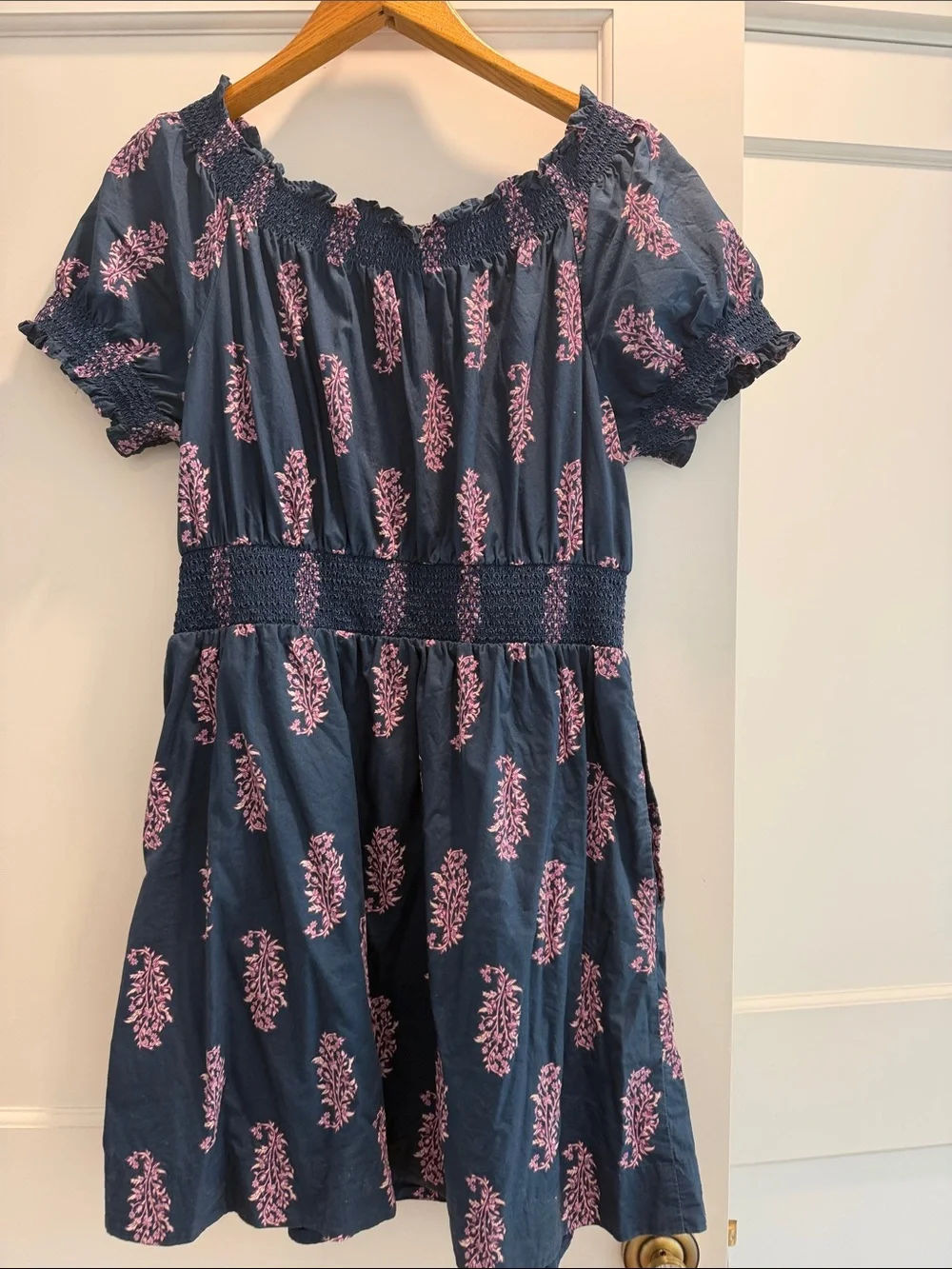 J. Crew Navy Dress with Pink Floral Print